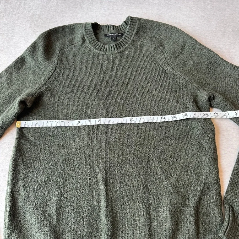 Banana Republic Mens Olive Green Textured Knit Crewneck Sweater Small‎ Raglan S